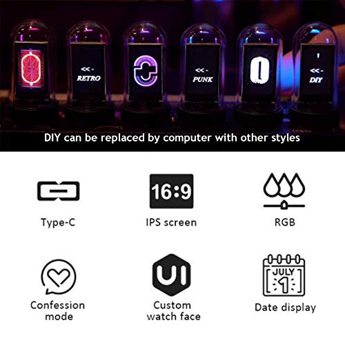Reloj LED Nixie Tube, reloj digital Nixie Tube, calendario, foto personalizada, 20 modos, USB tipo C para amantes, amigos, Navidad, cumpleaños