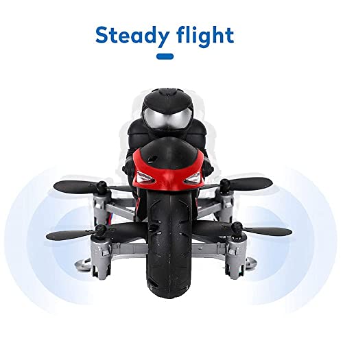 Remote Control Flying Motorcycle Children's Electric RC Flying Motorcycle Can Rotate 360° Land and Air 2 in 1 Stunt RC Motorcycle Toy 2.4G RC Drone Gifts for Kids and Adults (Blue)