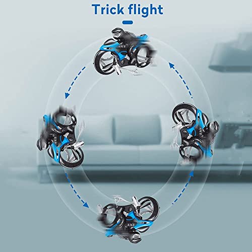 Remote Control Flying Motorcycle Children's Electric RC Flying Motorcycle Can Rotate 360° Land and Air 2 in 1 Stunt RC Motorcycle Toy 2.4G RC Drone Gifts for Kids and Adults (Blue)