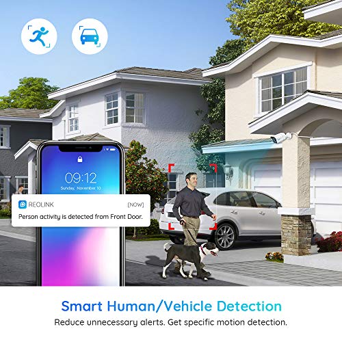 Reolink 4K Cámara Vigilancia Exterior PoE con Detección de Personas/Vehículos, IP66 Impermeable, Alertas Inteligente, 8MP Cámara Bala de Seguridad con Ranura para Tarjeta SD, Lapso de Tiempo RLC-810A