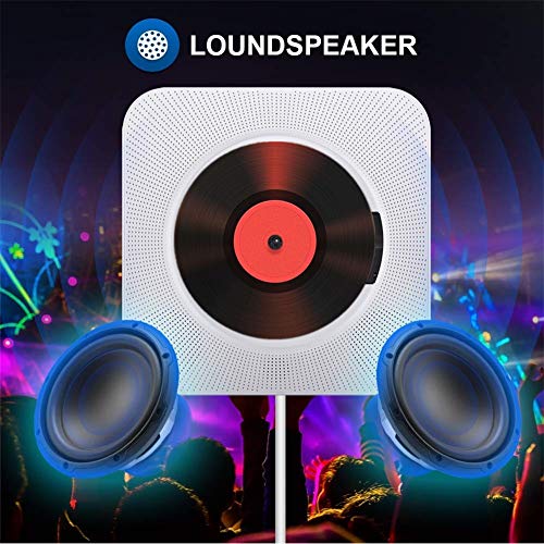Reproductor de CD portátil con Bluetooth Reproductor de CD montable en la Pared Altavoces de Alta fidelidad incorporados para Control Remoto doméstico Reproductor de CD