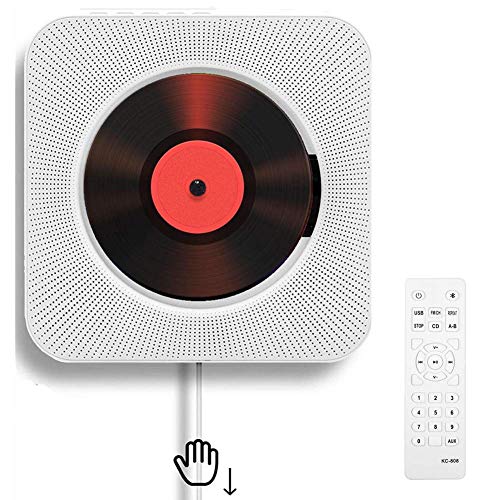 Reproductor de CD portátil con Bluetooth Reproductor de CD montable en la Pared Altavoces de Alta fidelidad incorporados para Control Remoto doméstico Reproductor de CD