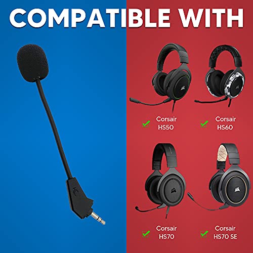 Repuesto de micrófono Corsair HS50, Aux 3,5 mm, piezas de reparación de espuma extra para Corsair HS50 Pro HS60 HS70 SE Auriculares PS4 Xbox One Nintendo Switch PC Gaming