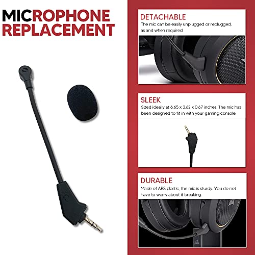 Repuesto de micrófono Corsair HS50, Aux 3,5 mm, piezas de reparación de espuma extra para Corsair HS50 Pro HS60 HS70 SE Auriculares PS4 Xbox One Nintendo Switch PC Gaming
