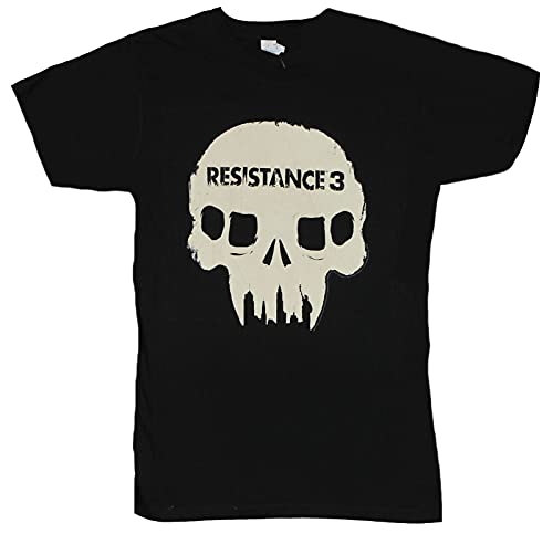 Resistance 3 (2) (Hit PS3 Game) Mens T-Shirt - Alien Skull Logo on Black L Black