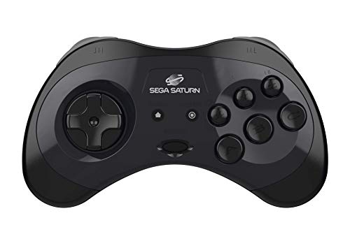 Retro-Bit Official SEGA Saturn Wireless Bluetooth Controller for PC, Switch, Mac, Steam, RetroPie, Raspberry Pi - Black [Importación inglesa]