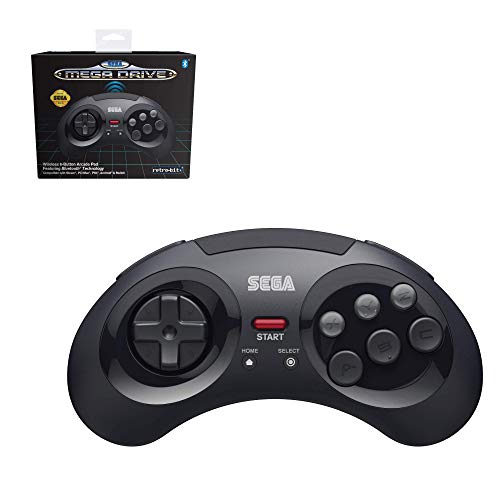 Retrobit - Sega Mega Drive Manette 8 boutons sans fil Bluetooth - Compatible Switch/PC/Mac/Steam/Raspberry Pi/Android/PS3 - Edition Noir [Importación francesa]
