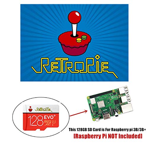 RetroPie SD Card 128GB for Raspberry Pi 3 B+ with 18000+ Games for 30+ Sytems Diyable Emulation Station Games Plug&Play
