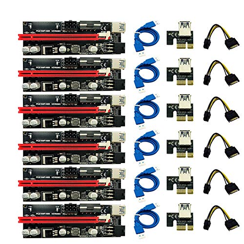 RETTI 6 unidades más recientes Ver009 USB 3.0 Pci-E Riser 009S Express 1X 4X 8X 16X Extender Riser Tarjeta adaptadora Sata 15 pines hasta 6 pines cable de alimentación