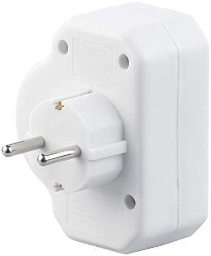 revolt Distribuidores de enchufes: Juego de 2 enchufes triples, Interruptor de encendido y controles parentales, 230 V (Triple Adaptador de enchufe)