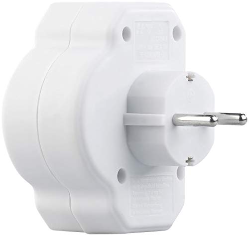 revolt Distribuidores de enchufes: Juego de 2 enchufes triples, Interruptor de encendido y controles parentales, 230 V (Triple Adaptador de enchufe)