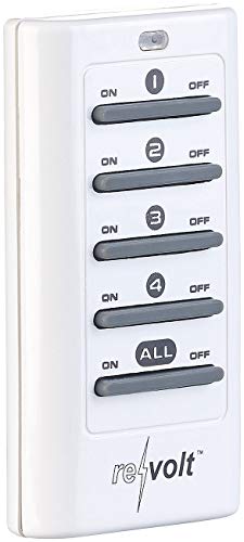 revolt Interruptor de radio Fuera de: Juego de 4 enchufes radiocontrolados para exteriores, Control remoto, IP44, hasta 5 A, 1150 vatios (Interruptor de radio IP44)