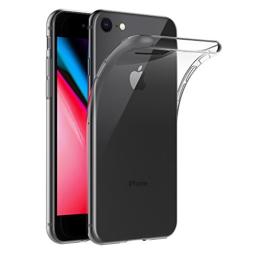 REY Funda Carcasa Gel Transparente para iPhone 8 / iPhone 7 / iPhone SE 2020, Ultra Fina 0,33mm, Silicona TPU de Alta Resistencia y Flexibilidad