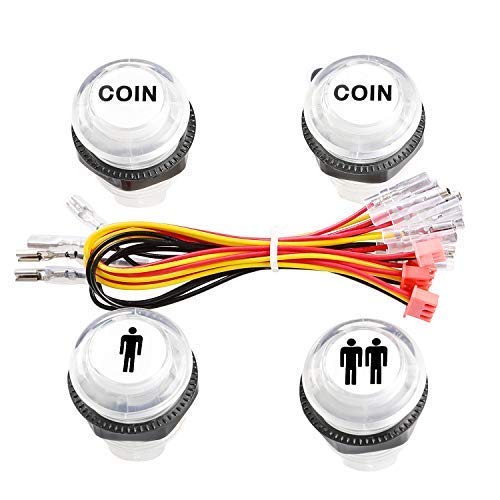 Reyann 5V LED Botón Iluminado Botones de Inicio del Jugador 1P / 2P / Botones de Moneda 2x para MAME / JAMMA / Juegos de Lucha / Videojuegos de Arcade