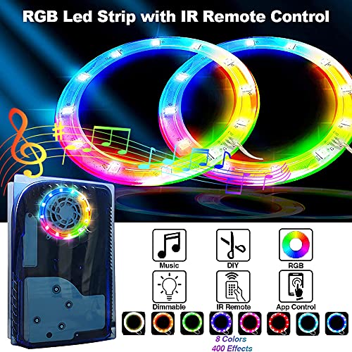 RGB PS5 Tira de Luces LED Sincronización Musical Luces que cambian de Color, Accesorios de decoración de Bricolaje Tiras de Luces para PS5 con Control Remoto por Infrarrojos
