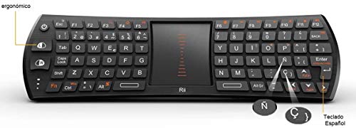 Rii Mini i24T (layout Español) Teclado inalámbrico con ratón touchpad para Smart TV, Mini PC Android, PlayStation, Xbox, HTPC, PC,Raspberry Pi A B B+ ,Kodi