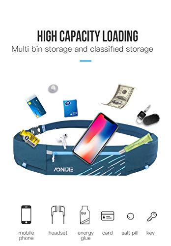 Riñonera para correr, senderismo, impermeable, para ciclismo, cintura, para viajes, vacaciones, camping, escalada, senderismo, ajuste al aire libre, para iPhone 7 Plus, Galaxy S7 Edge, Black, Medium,