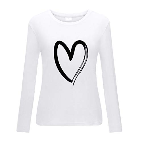 riou Blusas y Camisas de Mujer Manga Larga Otoño primavera Elegante Camiseta Estampado de Corazón Casual Túnica Delgado Sexy Tops Jersey