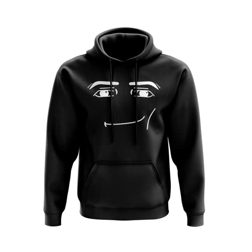 Roblox Face Hoodie - Videojuegos Avatar Merch Gift Present Christmas Jumper Gamer 80% algodón hilado en anillo 20% poliéster bolsa canguro bolsillo doble aguja costura, Negro, M