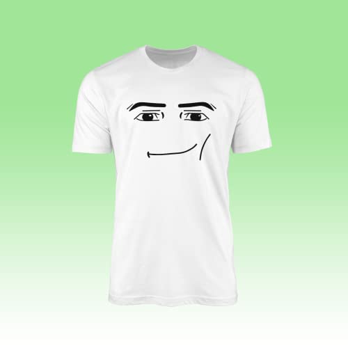 Roblox Face T-Shirt - Videojuegos Avatar Mercancía Regalo Idea Regalo Regalo Navidad Gamer 100% Algodón peinado Alta Densidad Extrema Comodidad Alta, blanco, 50