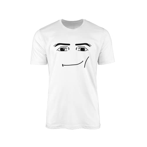 Roblox Face T-Shirt - Videojuegos Avatar Mercancía Regalo Idea Regalo Regalo Navidad Gamer 100% Algodón peinado Alta Densidad Extrema Comodidad Alta, blanco, 50