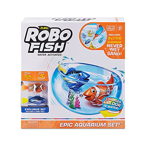Robo Fish 7162 Super Acuario Juguetes incluye dos peces que cambian de color en el agua