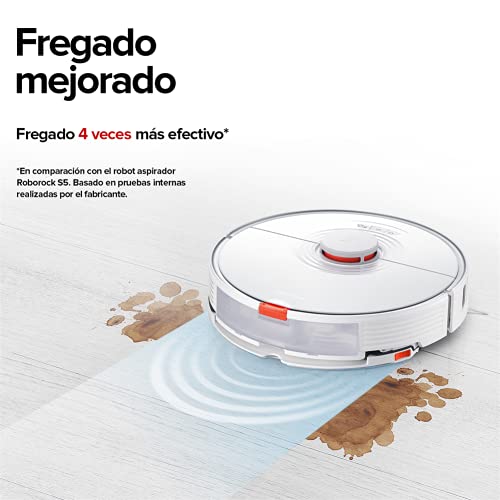 Roborock S7 Robot Aspirador y Limpiador de trapeadores con trapeador sónico, Vaciado automático y succión Fuerte de 2500 PA, mapeo multinivel, aplicación Plus y Control por Voz (Blanco)