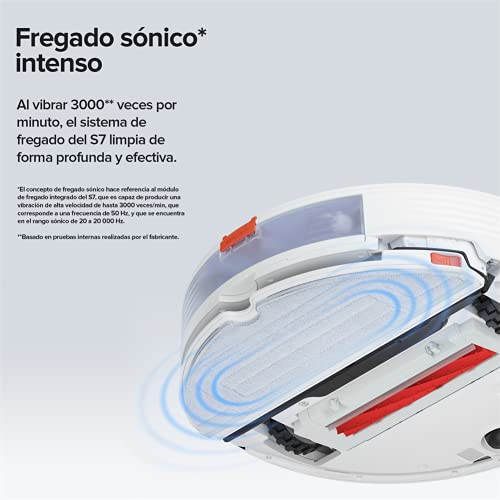 Roborock S7 Robot Aspirador y Limpiador de trapeadores con trapeador sónico, Vaciado automático y succión Fuerte de 2500 PA, mapeo multinivel, aplicación Plus y Control por Voz (Blanco)
