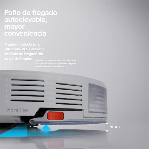 Roborock S7 Robot Aspirador y Limpiador de trapeadores con trapeador sónico, Vaciado automático y succión Fuerte de 2500 PA, mapeo multinivel, aplicación Plus y Control por Voz (Blanco)