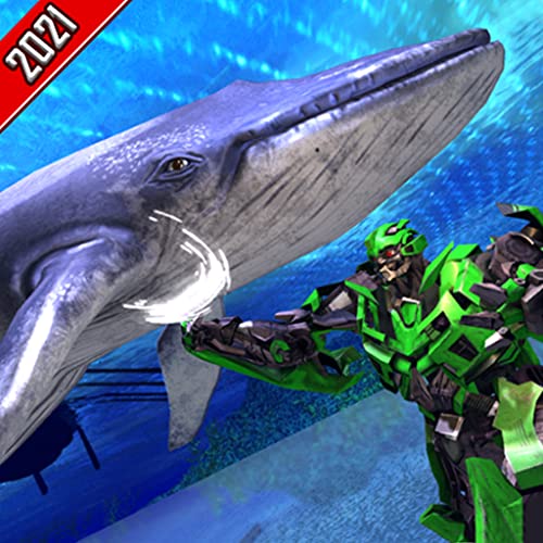 Robot vs Shark Rescue Game - Underwater Submarine Shark Robot Shooting 3D Games 2020 - Futuristic Furious Wild Blue Whale Attack Simulator 2021 - Angry Shark Hunting Gun Hunter Rescue Survival Games