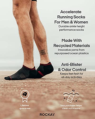 ROCKAY Accelerate - Calcetines Deportivos con Talón de Compresión para Hombres y Mujeres, Running, Anti-ampollas y con Soporte de Arco (1 par)