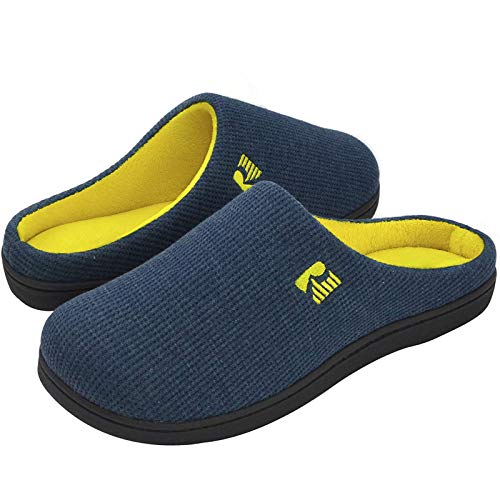 RockDove - Zapatilla de dos tonos y espuma viscoelástica para hombre, 43.5 EU, Azul marino y amarillo