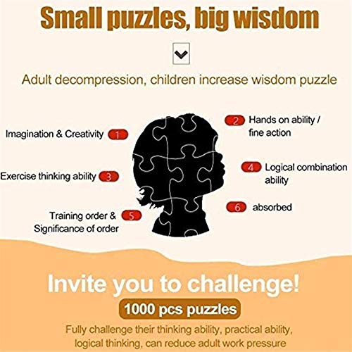 Rompecabezas para niños 1000 Pieza Adulto 3D Puzzle-Puzzle-Puzzle-Big Suelo Puzzle-Puzzle de los niños 5-7 años de Edad, ondeando pequeño tigre-50x75cm (Color : Green Leaf Deer)
