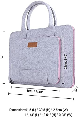 Ropch Funda para Ordenadores Portátiles 15 15,6 Pulgadas Fundas Blandas de Fieltro para Portátiles y Netbooks (Gris & Rosa)