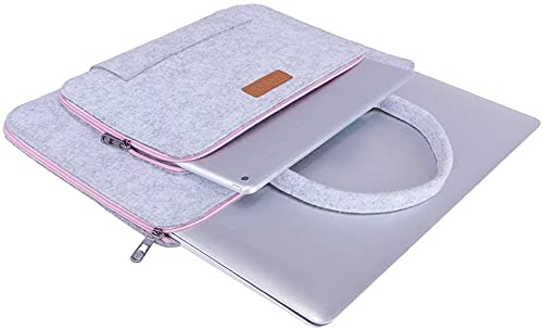 Ropch Funda para Ordenadores Portátiles 15 15,6 Pulgadas Fundas Blandas de Fieltro para Portátiles y Netbooks (Gris & Rosa)