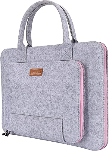 Ropch Funda para Ordenadores Portátiles 15 15,6 Pulgadas Fundas Blandas de Fieltro para Portátiles y Netbooks (Gris & Rosa)