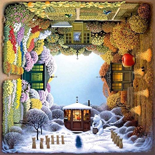 Rotación de cuatro estaciones de jardín rompecabezas juegos, 500 PC Juegos de Puzzles niños preparan Jigsaw Puzzles Adultos Kids Learning educativos de madera de Inteligencia Rompecabezas descompresió