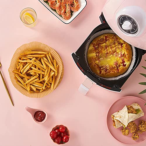 Round Oil-Proof Parchment Paper Air Fryer Liners,Non-Stick Disposable Air Fryer Liners,Round Basket Unperforated Parchment Paper, Air Fryer Special Oil-Absorbing Paper(100 Sheets).