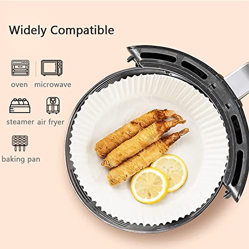 Round Oil-Proof Parchment Paper Air Fryer Liners,Non-Stick Disposable Air Fryer Liners,Round Basket Unperforated Parchment Paper, Air Fryer Special Oil-Absorbing Paper(100 Sheets).