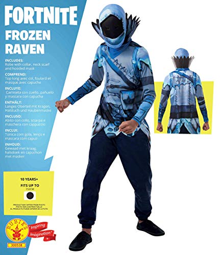Rubie's- Official Fortnite Frozen Raven Costume Kit-Top & Mask Disfraz, Multicolor, talla única (300538NS)