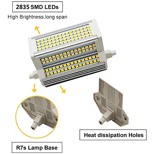 RUNAWAY 2-PC Bombilla LED R7S de 50 W (halógena de 500 W de Repuesto) 118 mm (4,6 ''), CA 110 V - 240 V Base Regulable de Doble Extremo J118 Bombilla de 220 Grados