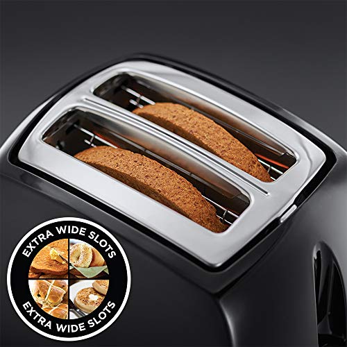 Russell Hobbs 21641 Textures Plastic Wide 2 Slice Toaster - Black {4008496855421}