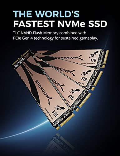 Sabrent 1 TB Rocket 4 Plus NVMe 4.0 Gen4 PCIe M.2 Interna de Rendimiento Extremo SSD + M.2 NVMe PS5 disipador térmico (SB-RKT4P-PSHS-1TB)