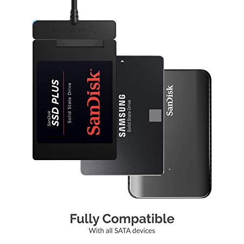 Sabrent Adaptador USB 3.1 (Tipo A) a SSD/SATA de 2,5 Pulgadas Adaptador de Disco Duro [Optimizado para SSD, Soporte UASP SATA III] (EC-SS31)