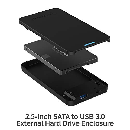 Sabrent Caja de Disco Duro Externo sin Herramientas SATA a USB 3.0 de 2.5 Pulgadas [Optimizado para SSD, Soporte UASP SATA III] Negro (EC-UASP)