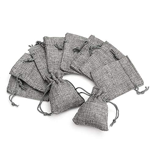 Saco De Yute Paquete DE 50 Flax BUTLAP JUEJO DESPUÉS DE TRAZAMIENTO DE JUEJO 10x14CM Bolsas de Regalo de Jute de Hessián Gris para la Fiesta de Bodas Favoritos Bolsas de envasado de Joyas