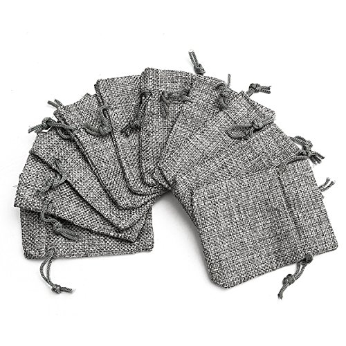 Saco De Yute Paquete DE 50 Flax BUTLAP JUEJO DESPUÉS DE TRAZAMIENTO DE JUEJO 10x14CM Bolsas de Regalo de Jute de Hessián Gris para la Fiesta de Bodas Favoritos Bolsas de envasado de Joyas
