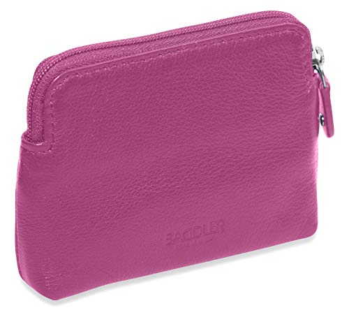 SADDLER Womens Luxurious Leather Zip Top Card and Coin Key Purse | RFID Protection | Gift Boxed - Magenta