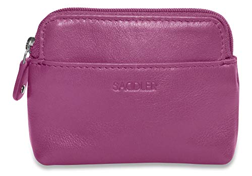 SADDLER Womens Luxurious Leather Zip Top Card and Coin Key Purse | RFID Protection | Gift Boxed - Magenta