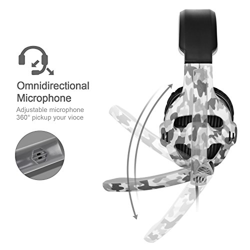 SADES SA810 Auriculares para juegos Auriculares de sonido envolvente para Xbox One / PS4 / PC con micrófono de cancelación de ruido Jack de 3.5 mm y control de volumen (color de camuflaje)